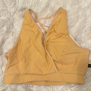 Honeycut yellow and white stripped sportsbra